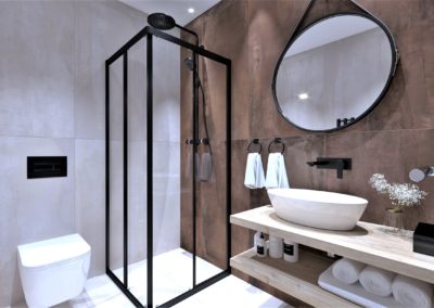 3D návrh malé koupelny v industriálním stylu